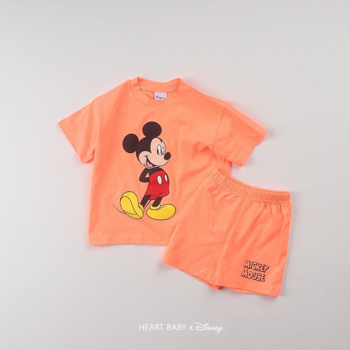 Heart Baby - Korean Children Fashion - #kidsshorts - Neon M Short Sleeve Top Bottom Set - 6