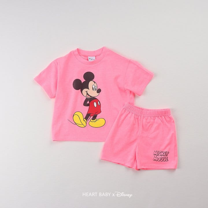 Heart Baby - Korean Children Fashion - #kidsstore - Neon M Short Sleeve Top Bottom Set - 7