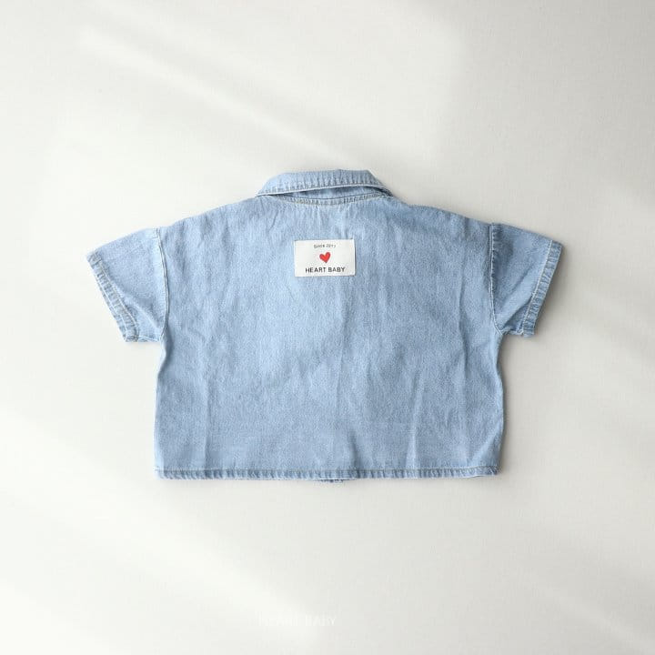 Heart Baby - Korean Children Fashion - #kidzfashiontrend - Tick Tock Washing Denim Top Bottom Set - 11