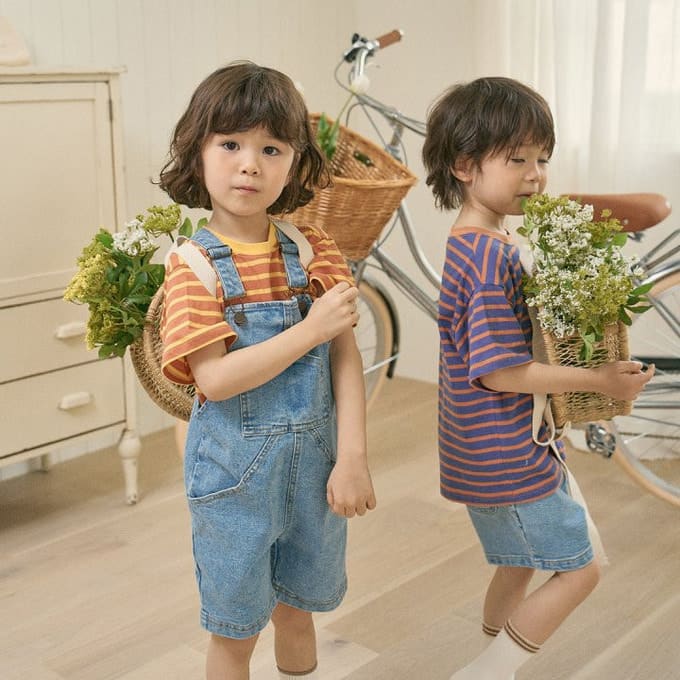 Here I Am - Korean Children Fashion - #magicofchildhood - Soft Span Denim Overalls 