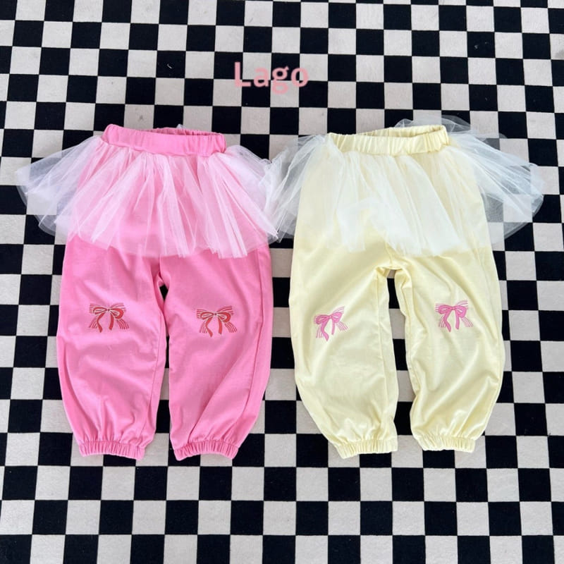 Lago - Korean Children Fashion - #fashionkids - Ribbon Mesh Jogger