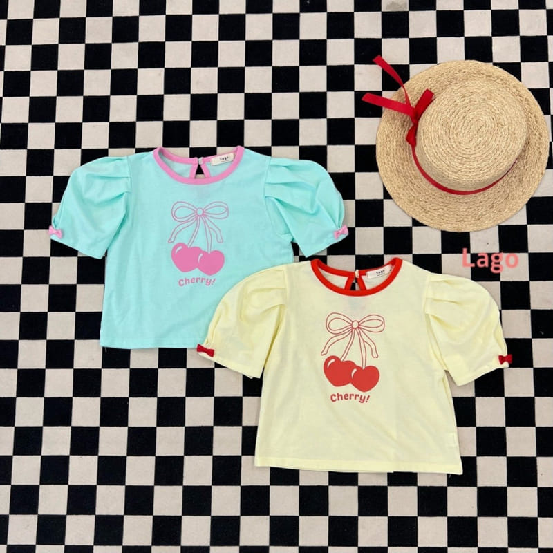 Lago - Korean Children Fashion - #littlefashionista - Cherry Ribbon Tee