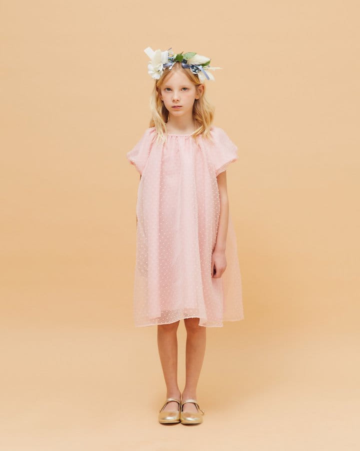 Le Bev - Korean Children Fashion - #childrensboutique - Pink Snow Organza One-Piece - 6