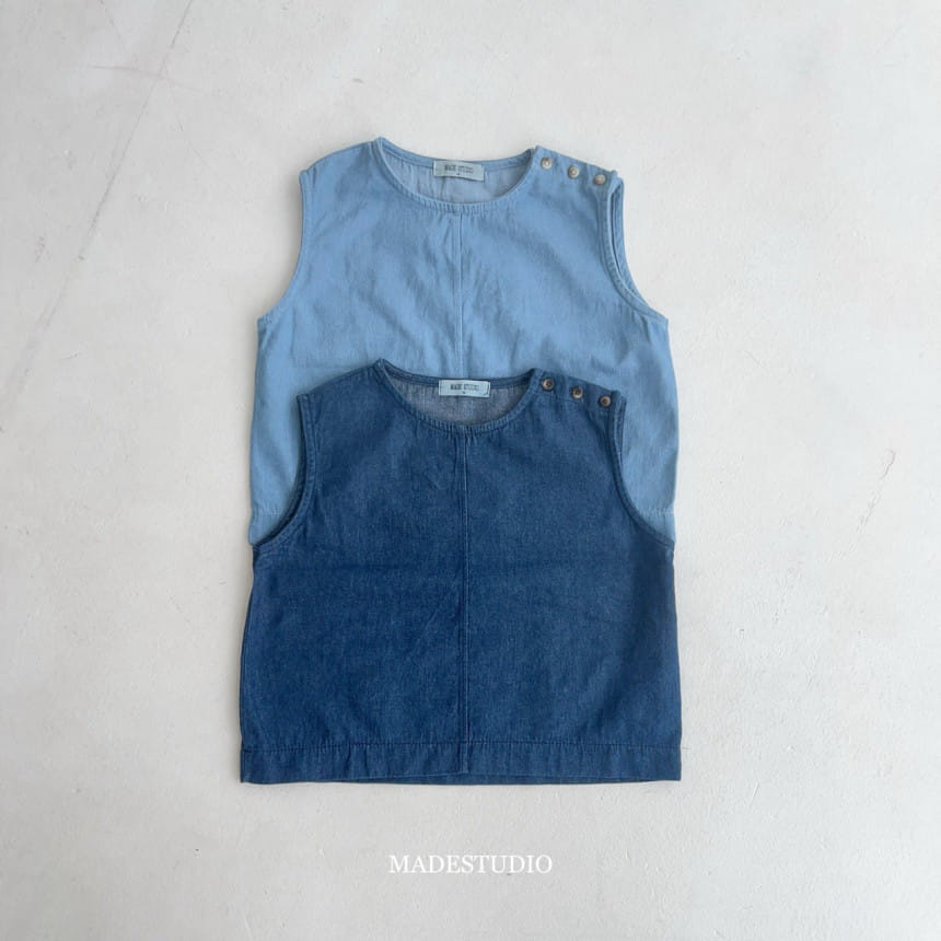 Made Studio - Korean Children Fashion - #fashionkids - Denim Sleeveless Top - 2