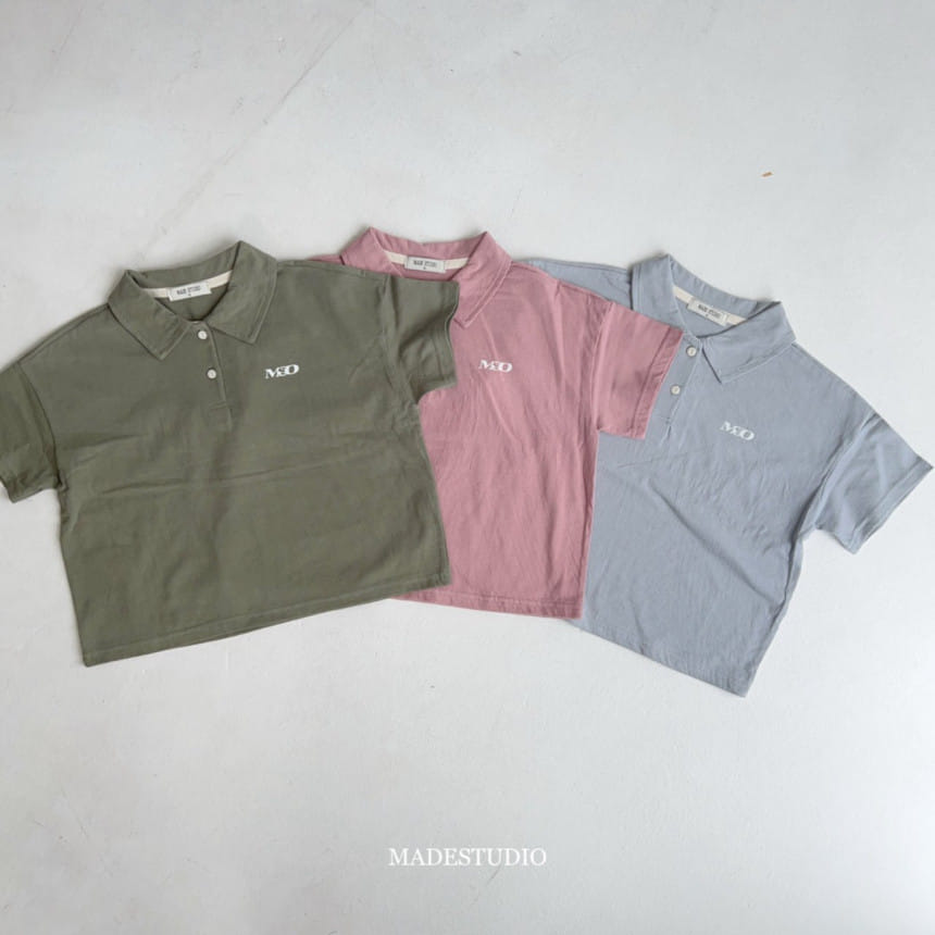 Made Studio - Korean Children Fashion - #kidsshorts - Single Collar Tee - 2