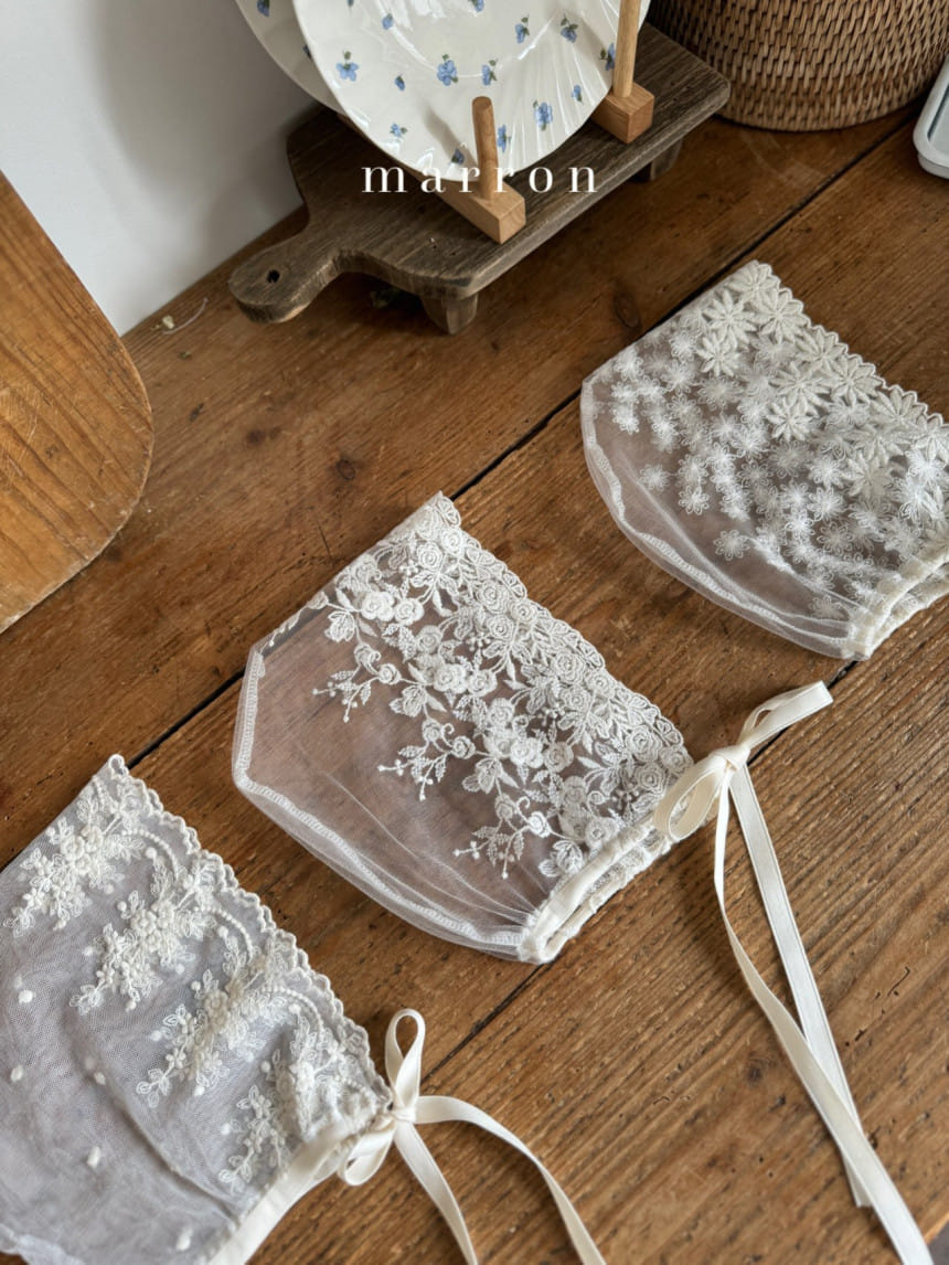 Marron Kid - Korean Baby Fashion - #babyboutique - Cream Lace Bonnet - 7