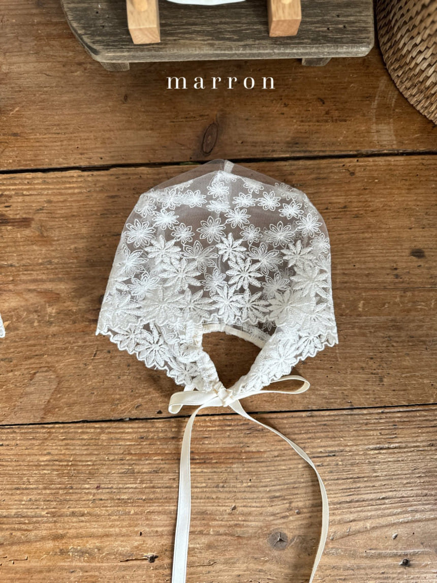 Marron Kid - Korean Baby Fashion - #babyclothing - Cream Lace Bonnet - 10