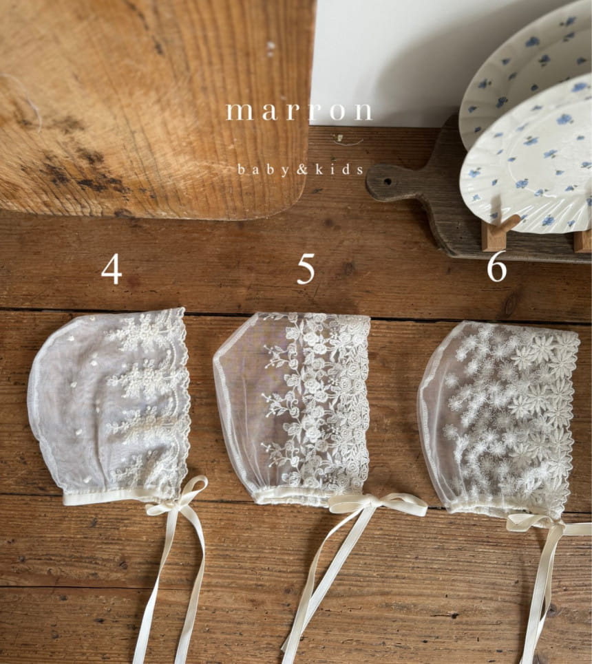 Marron Kid - Korean Baby Fashion - #babyfashion - Cream Lace Bonnet - 11