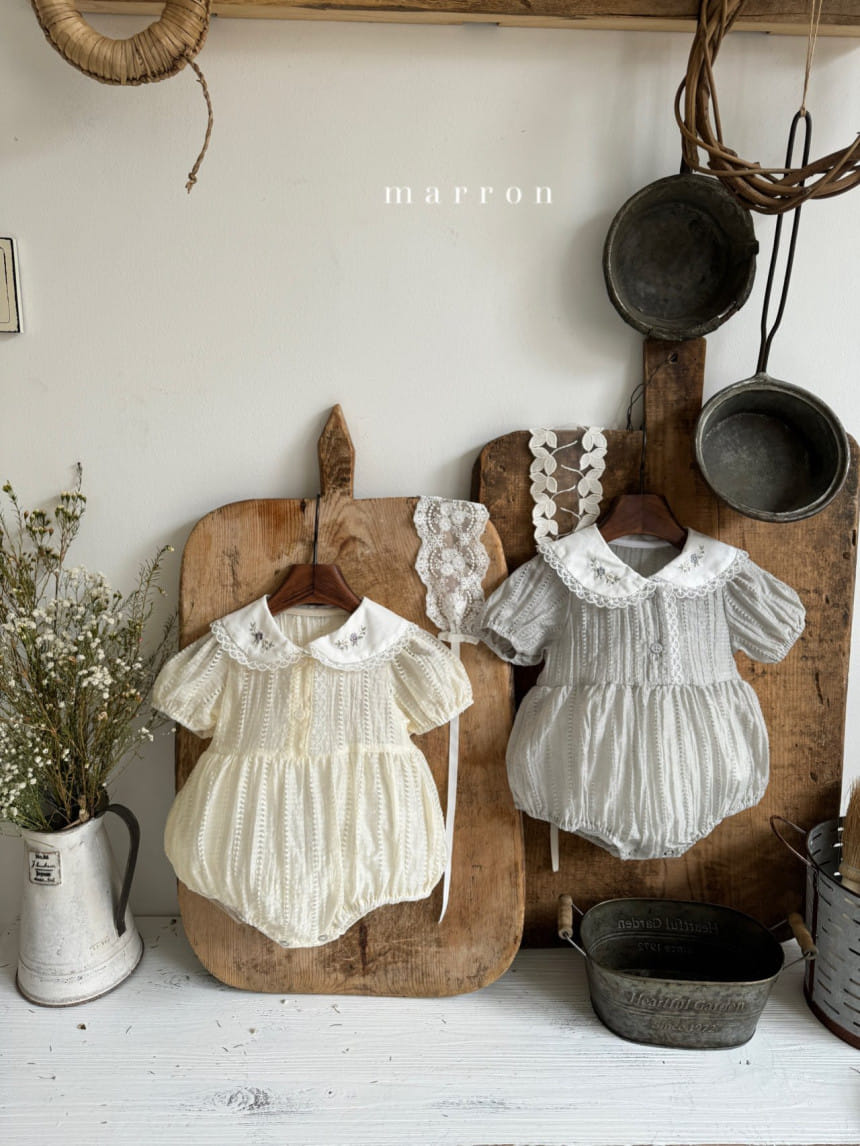 Marron Kid - Korean Baby Fashion - #babylifestyle - Iris Embroidery Body Suit