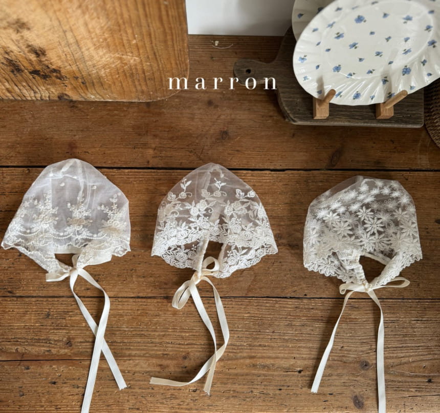 Marron Kid - Korean Baby Fashion - #babyootd - Cream Lace Bonnet