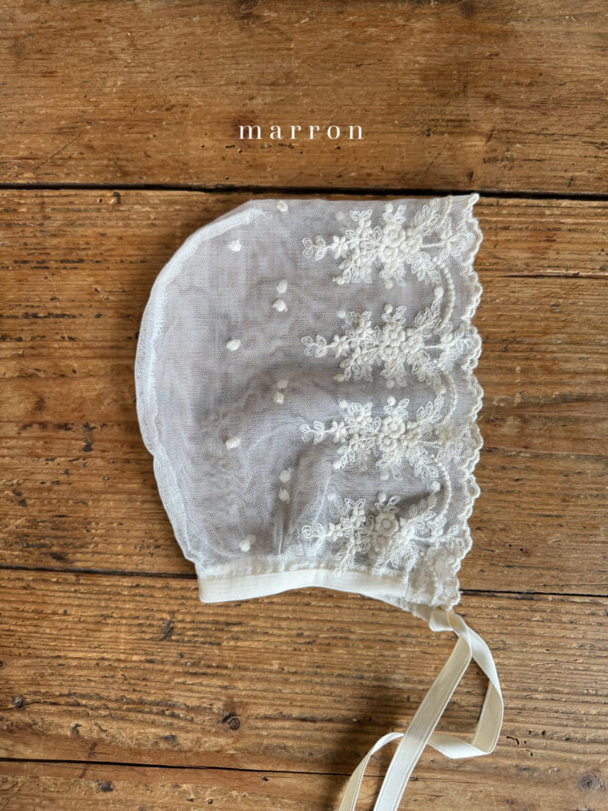 Marron Kid - Korean Baby Fashion - #babyoutfit - Cream Lace Bonnet - 4