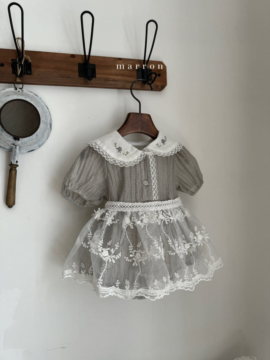 Marron Kid - Korean Baby Fashion - #onlinebabyshop - Iris Embroidery Body Suit - 8