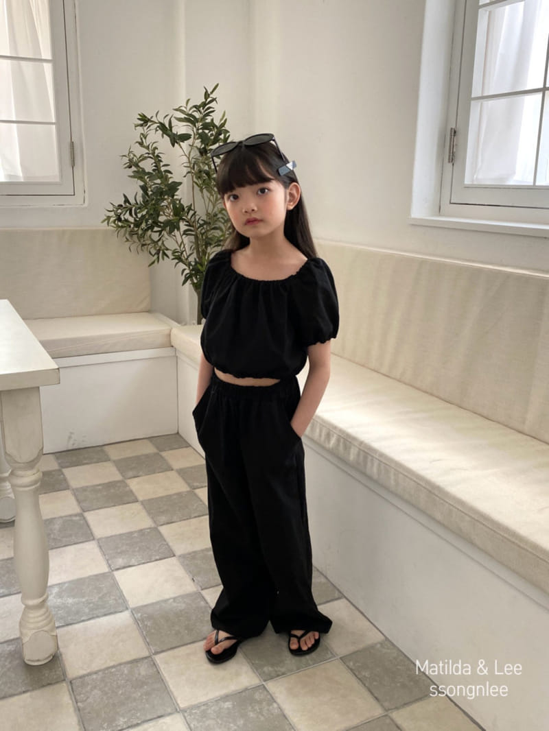 Matilda & Lee - Korean Children Fashion - #discoveringself - Crop Banding Pants Top Bottom Set - 2
