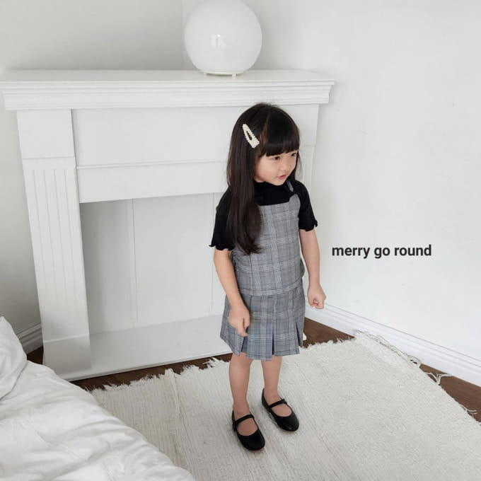 Merry Go Round - Korean Children Fashion - #childrensboutique - Check Ribbon Top Bottom Set