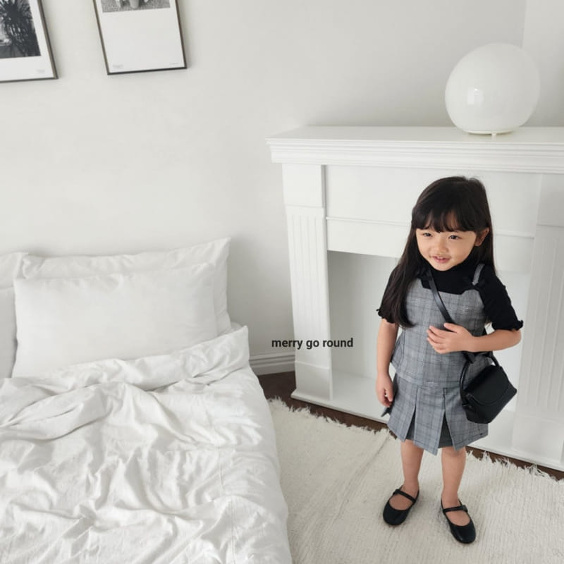 Merry Go Round - Korean Children Fashion - #discoveringself - Check Ribbon Top Bottom Set - 4
