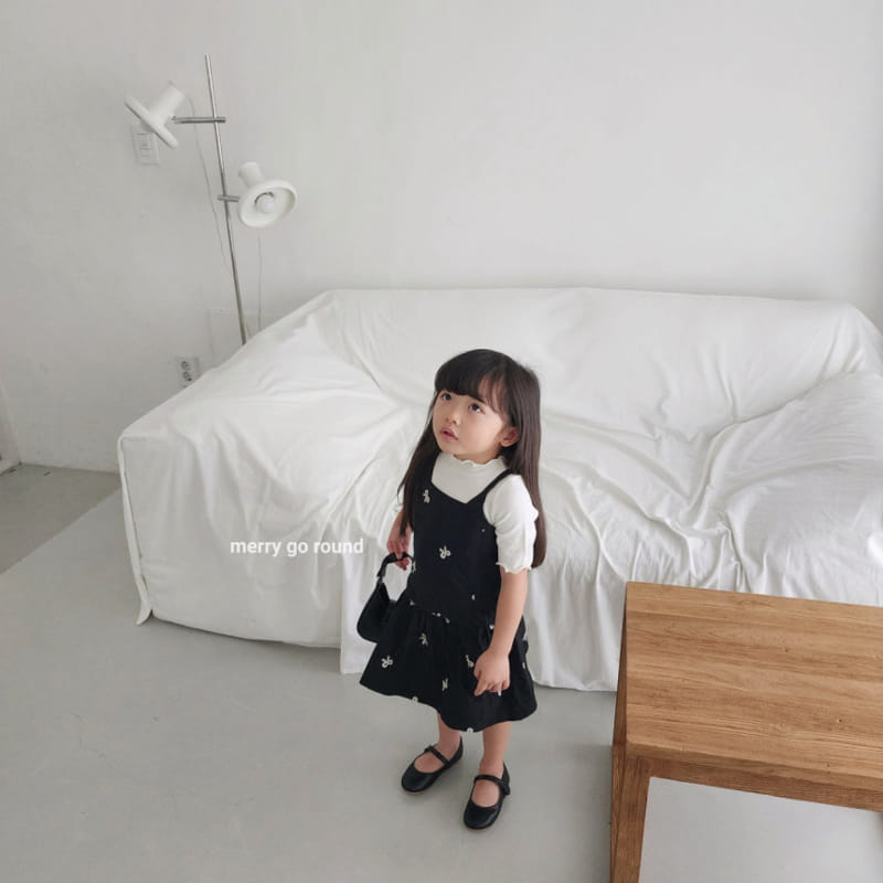 Merry Go Round - Korean Children Fashion - #kidsshorts - Ribbon Embroidery One-Piece - 8