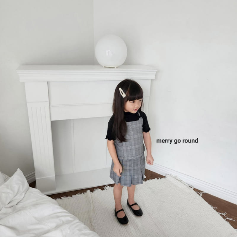 Merry Go Round - Korean Children Fashion - #kidsstore - Check Ribbon Top Bottom Set - 6