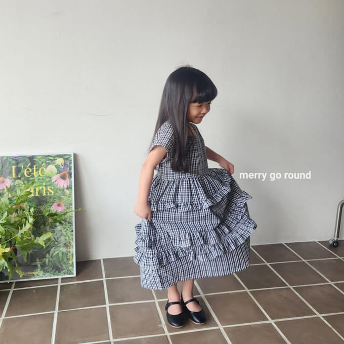 Merry Go Round - Korean Children Fashion - #littlefashionista - Check Frill One-Piece
