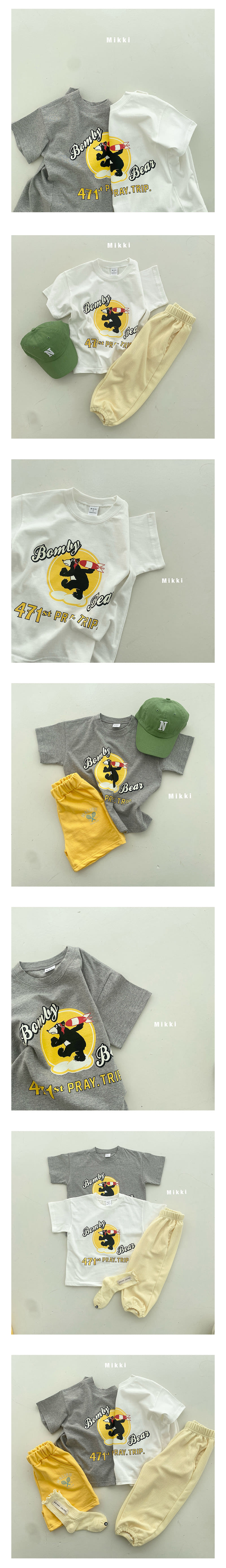 Mikki - Korean Children Fashion - #kidsshorts - Bear Trip Short Sleeve Tee - 2