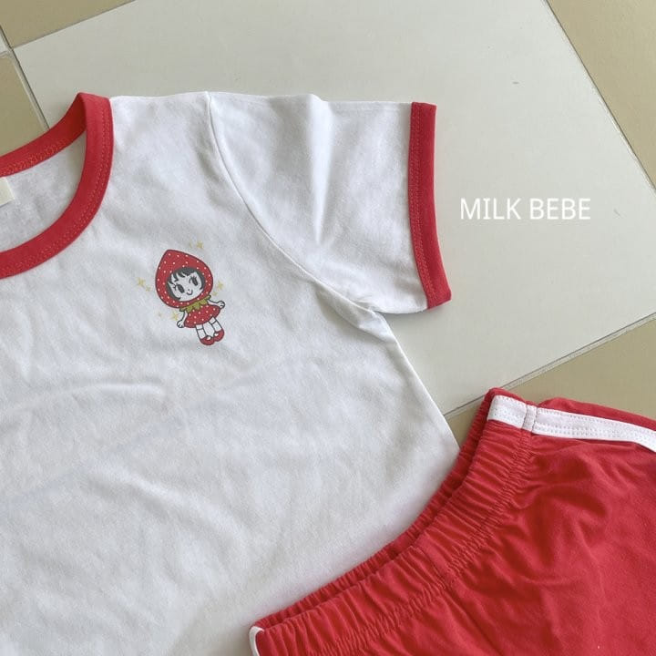 Milk Bebe - Korean Children Fashion - #childofig - Peach Berry Top Bottom Set - 8