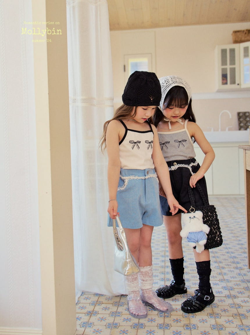 Mollybin - Korean Children Fashion - #childofig - Silky Ribbon Sleevelss Tee - 7