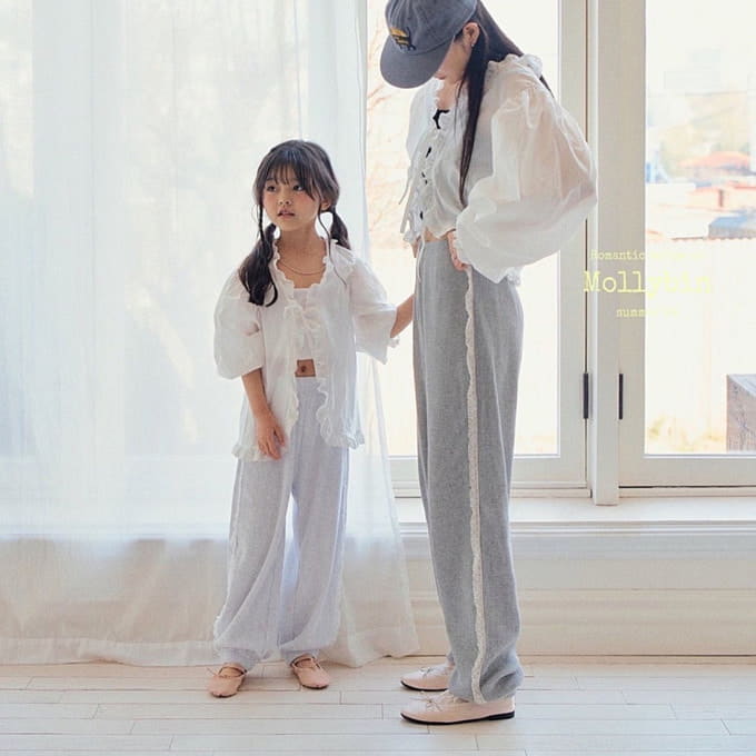Mollybin - Korean Children Fashion - #childrensboutique - Lace Rib Jogger With Mom