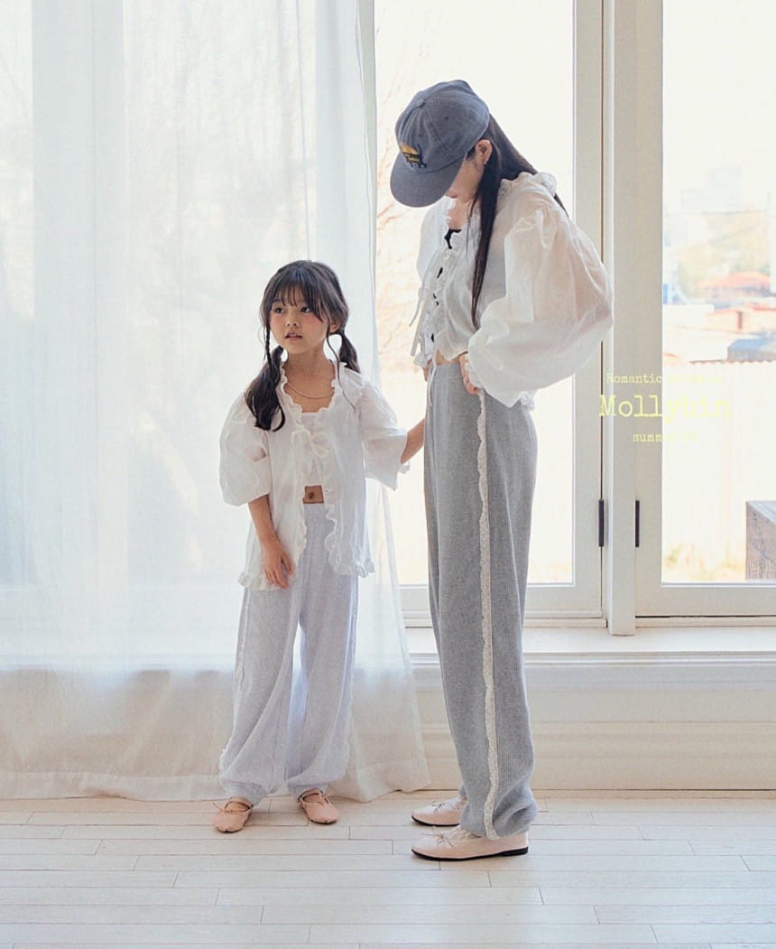 Mollybin - Korean Children Fashion - #discoveringself - Lace Rib Jogger With Mom - 3