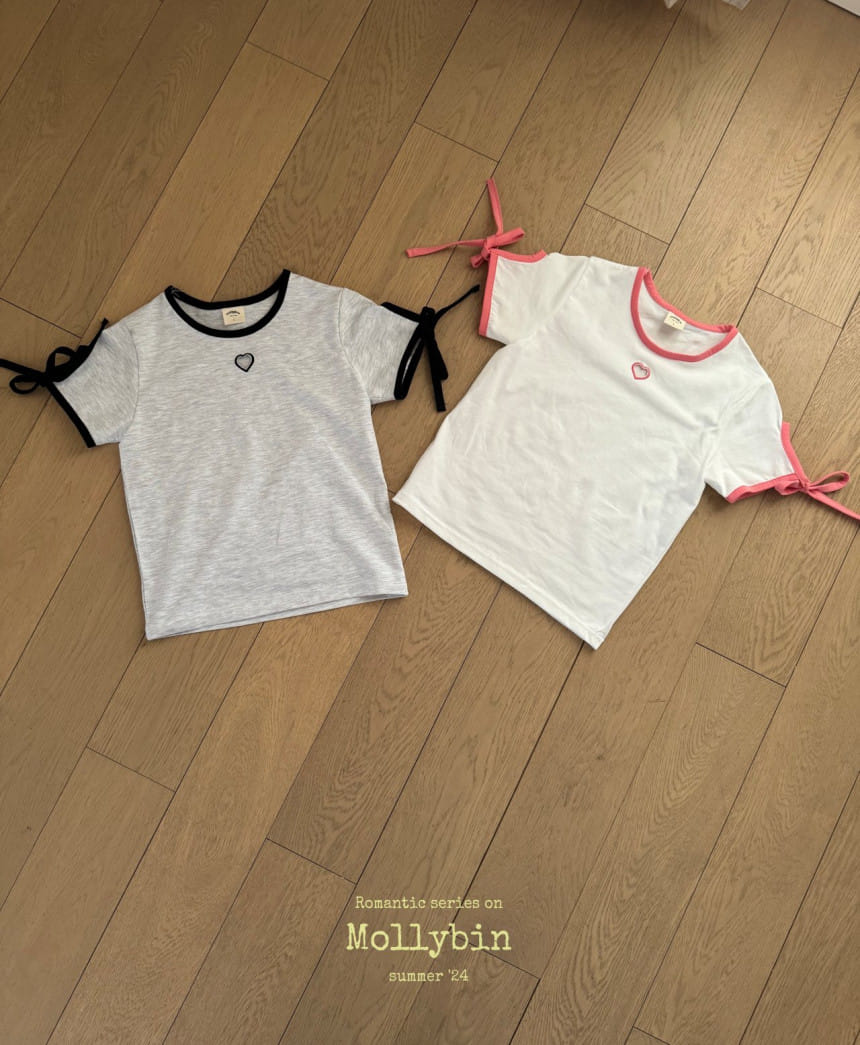 Mollybin - Korean Children Fashion - #kidsshorts - Heart Punching Tee - 2