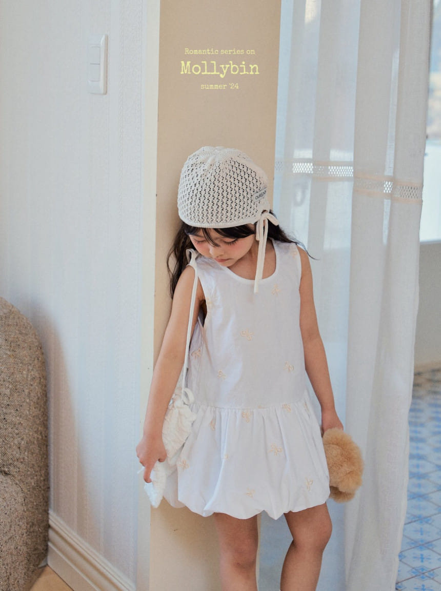 Mollybin - Korean Children Fashion - #kidsstore - Ribbon Embroidery One-Piece - 5