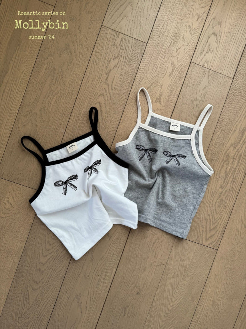 Mollybin - Korean Children Fashion - #littlefashionista - Silky Ribbon Sleevelss Tee - 2