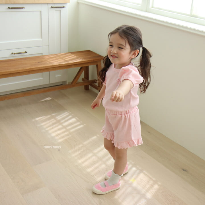 Mori Mori - Korean Children Fashion - #discoveringself - Waffle Ribbon Top Bottom Set - 11
