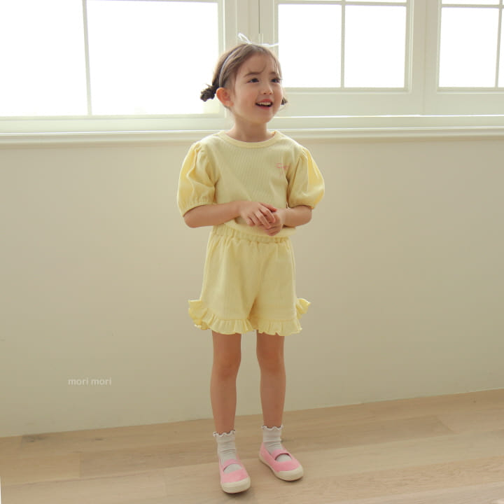 Mori Mori - Korean Children Fashion - #todddlerfashion - Waffle Ribbon Top Bottom Set - 5