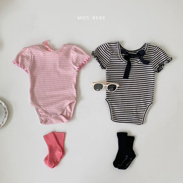 Mos Bebe - Korean Baby Fashion - #babyoutfit - Sherbet Back Ribbon Body Suit