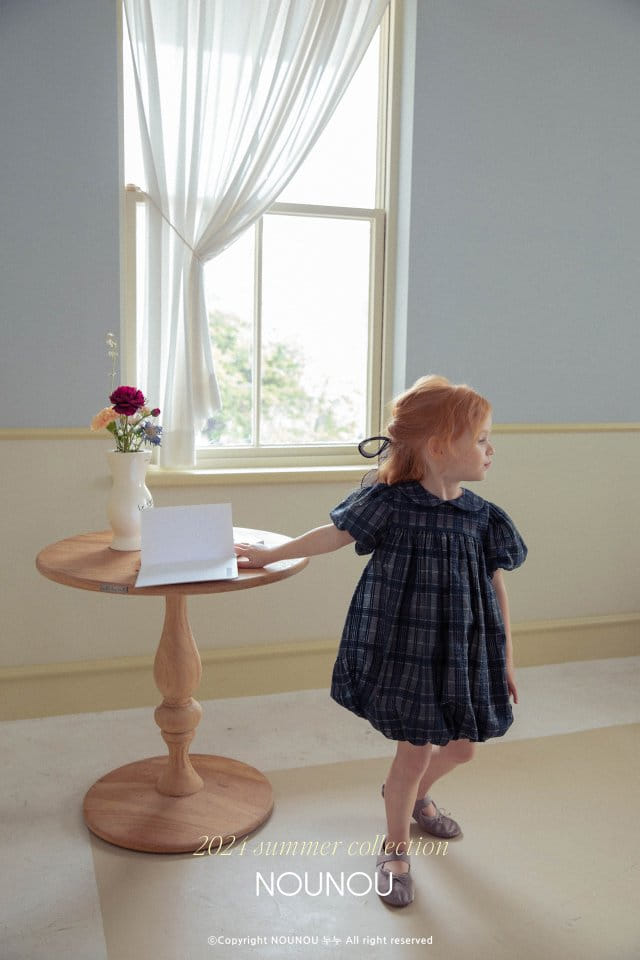 Nounou - Korean Children Fashion - #childofig - Check Balloon One-Piece - 11