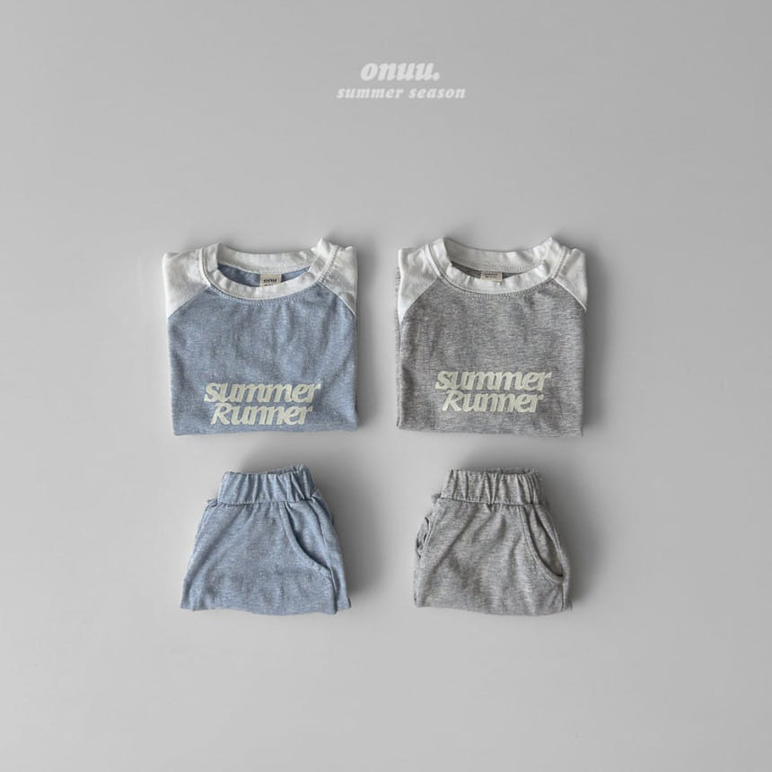 Onu - Korean Children Fashion - #toddlerclothing - Summer Slub Top Bottom Set