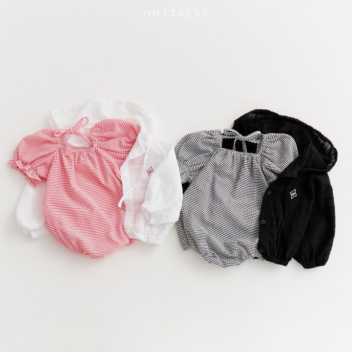 Oott Bebe - Korean Baby Fashion - #babygirlfashion - Check Yoru Body Suit - 4