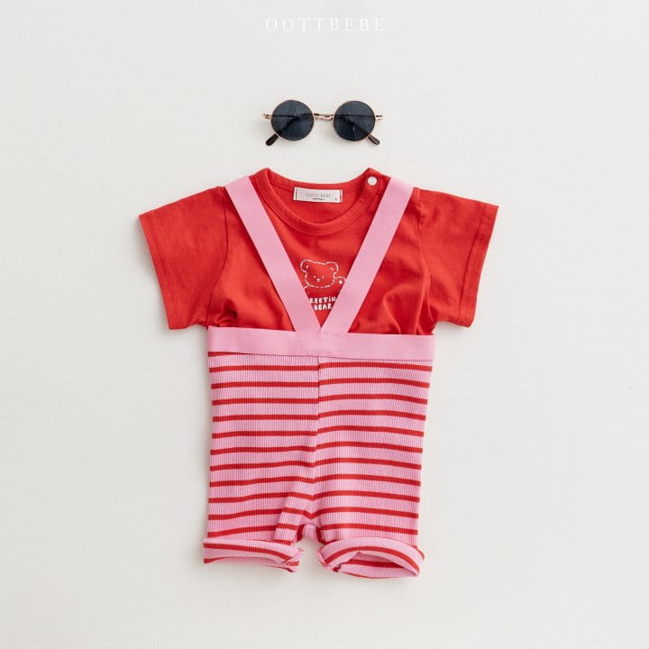 Oott Bebe - Korean Baby Fashion - #babyoninstagram - Bebe Tight Dungarees Leggings - 6