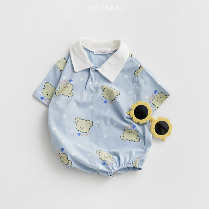 Oott Bebe - Korean Baby Fashion - #smilingbaby - Dot Bear Collar Body Suit - 3