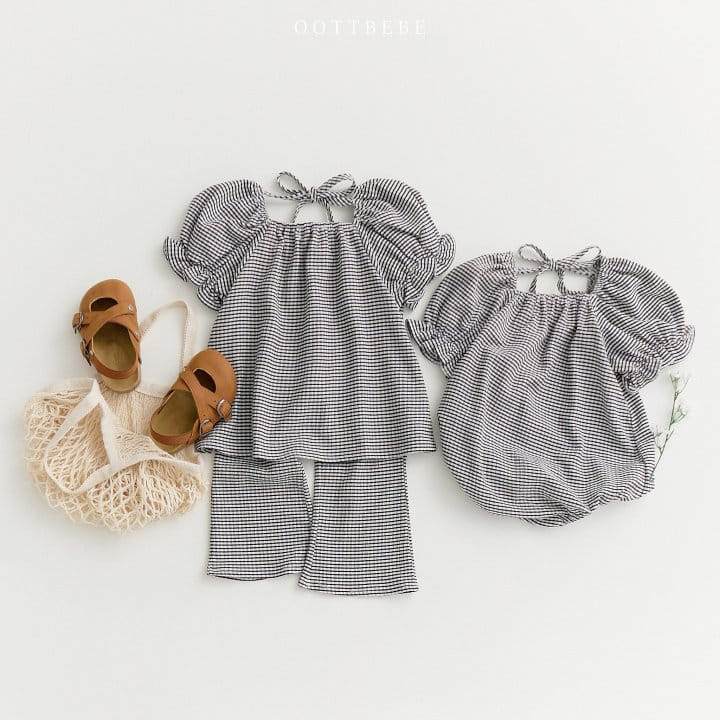 Oott Bebe - Korean Children Fashion - #Kfashion4kids - Check Yoru Top Bottom Set - 6