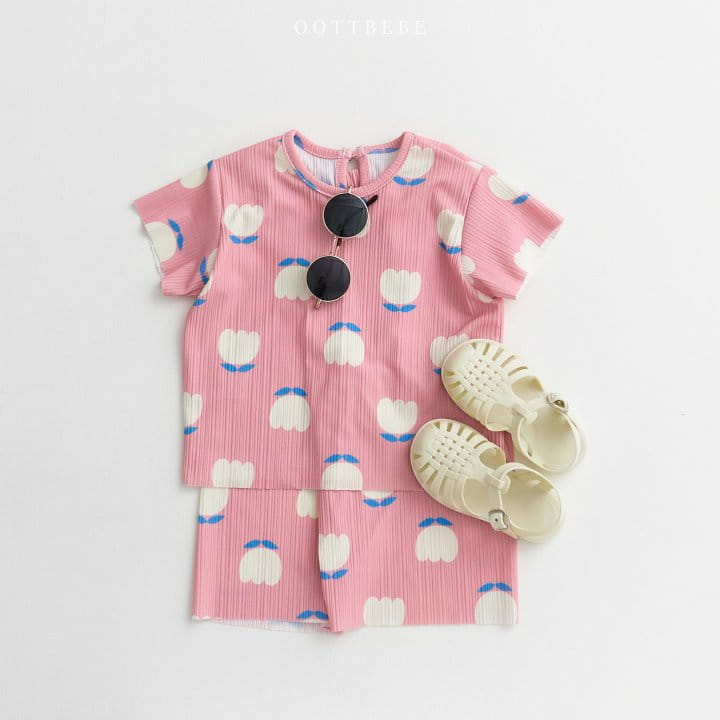 Oott Bebe - Korean Children Fashion - #Kfashion4kids - Tulip Pleats Top Bottom Set - 3