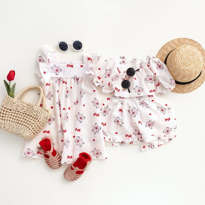Oott Bebe - Korean Children Fashion - #Kfashion4kids - Love Rabbit Frill One-Piece - 6