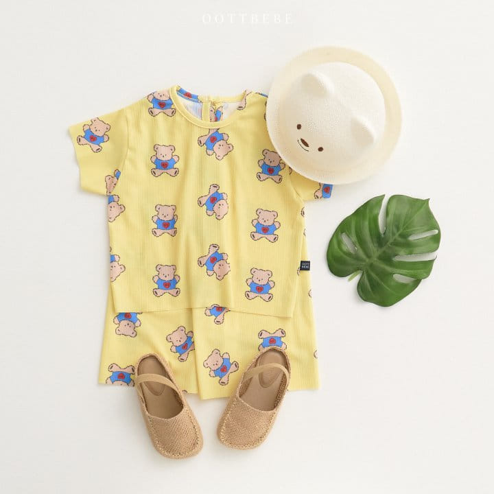 Oott Bebe - Korean Children Fashion - #childofig - Bear Pleats Top Bottom Set - 6