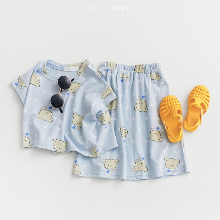 Oott Bebe - Korean Children Fashion - #childrensboutique - Dot Bear Crop Top Bottom Set - 8