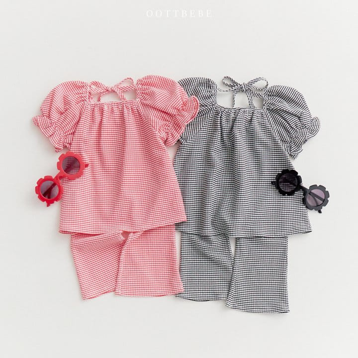 Oott Bebe - Korean Children Fashion - #discoveringself - Check Yoru Top Bottom Set