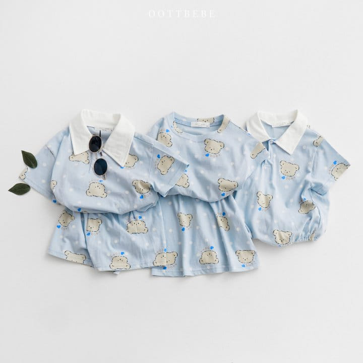 Oott Bebe - Korean Children Fashion - #discoveringself - Dot Bear Crop Top Bottom Set - 10