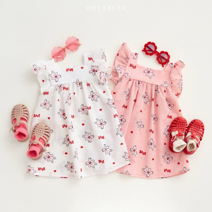 Oott Bebe - Korean Children Fashion - #discoveringself - Love Rabbit Frill One-Piece
