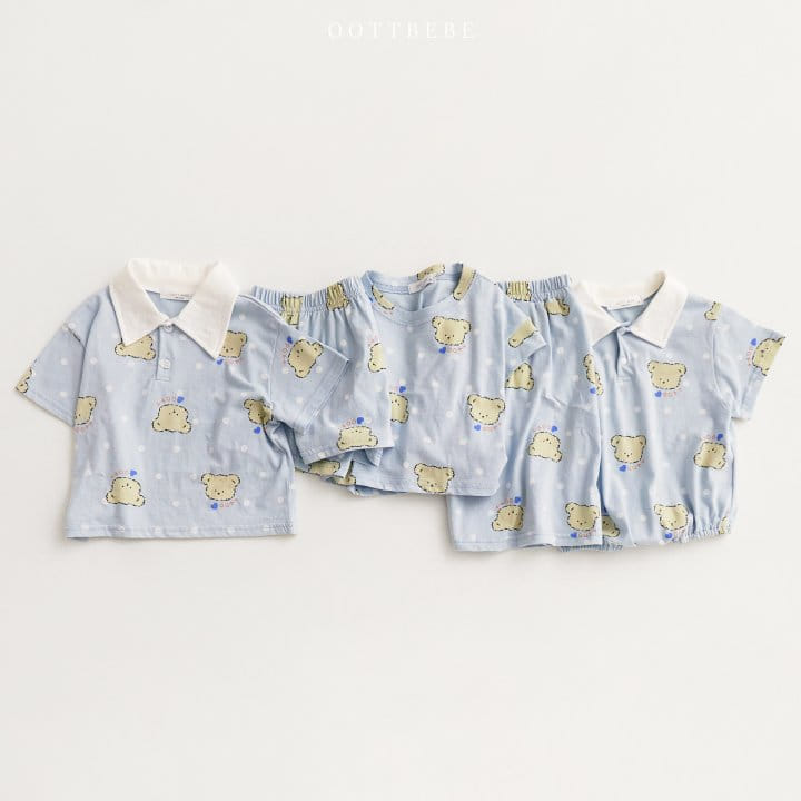 Oott Bebe - Korean Children Fashion - #fashionkids - Dot Bear Collar Top Bottom Set - 10