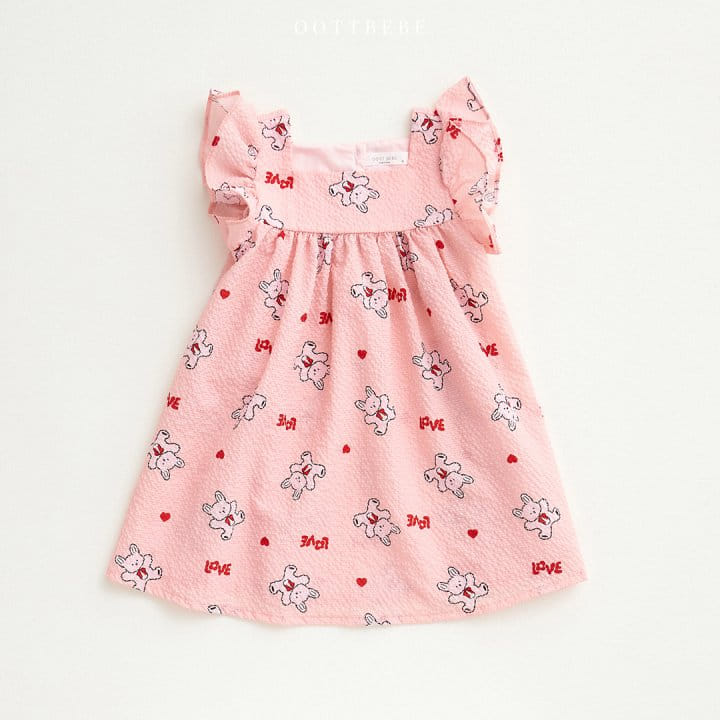 Oott Bebe - Korean Children Fashion - #kidsshorts - Love Rabbit Frill One-Piece - 3