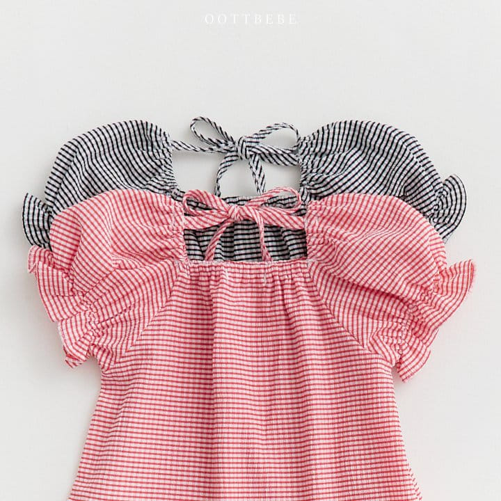 Oott Bebe - Korean Children Fashion - #kidsshorts - Check Yoru Top Bottom Set - 4