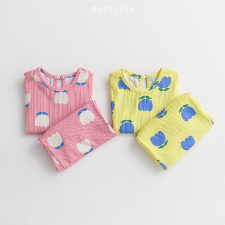 Oott Bebe - Korean Children Fashion - #kidsstore - Tulip Pleats Top Bottom Set